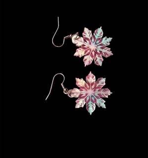 2d flat elegant snowflake acrylic earrings lightweight
